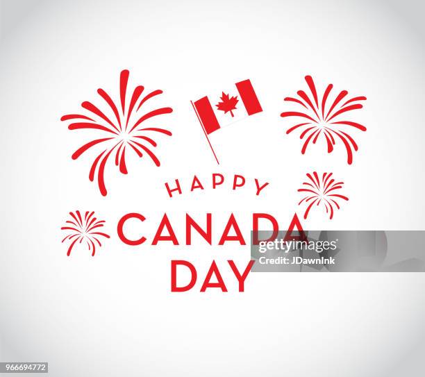 canada day celebration fireworks emblem design template - canadian culture icons stock illustrations