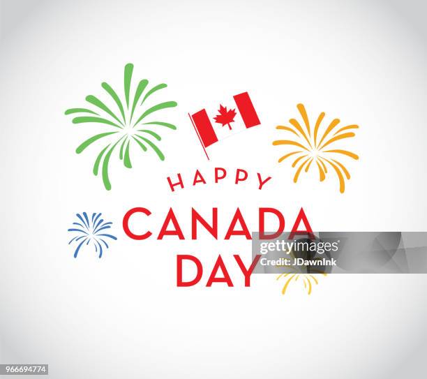 canada day celebration fireworks emblem design template - canada day party stock illustrations