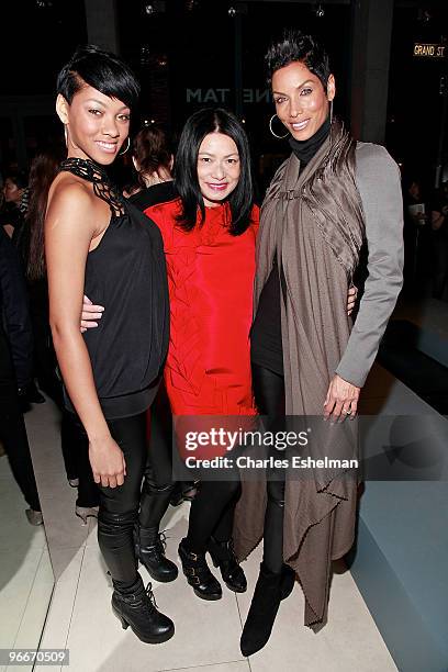 Bria Murphy, designer Vivienne Tam and model Nicole Murphy attend the Vivienne Tam Fall 2010 presentation during Mercedes-Benz Fashion Week on...