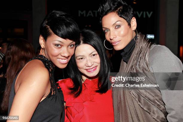 Bria Murphy, designer Vivienne Tam and model Nicole Murphy attend the Vivienne Tam Fall 2010 presentation during Mercedes-Benz Fashion Week on...