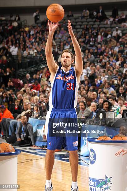 Brent Barry of Team Los Angeles shoots a jumper during the Haier Shooting Stars contest on All-Star Saturday Night as part of the 2010 NBA All-Star...