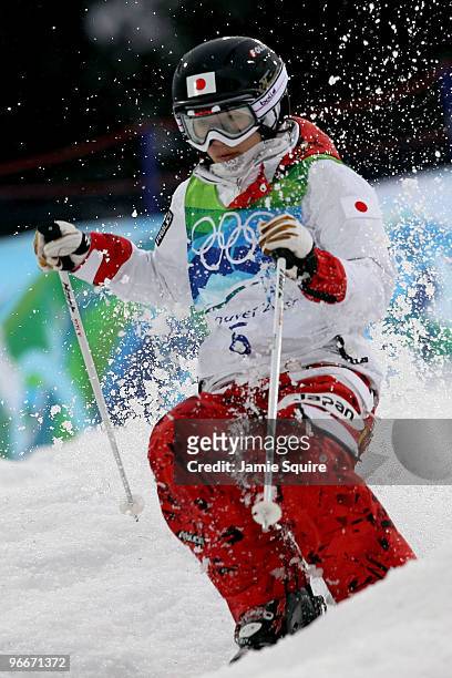 Aiko Uemura of Japan competes in the women's freestyle skiing aerials qualification on day 2 of the Vancouver 2010 Winter Olympics at Cypress...