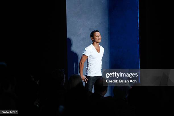 Designer Prabal Gurung walks the runway during the Prabal Gurung Fall 2010 Fashion Show Mercedes-Benz Fashion Week at Bryant Park on February 13,...