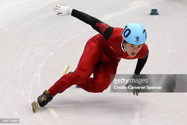 Liang Wenhao of China competes in the Men's 1500 m Short Track semifinals on day 2 of the Vancouver 2010 Winter Olympics at Pacific Coliseum on...