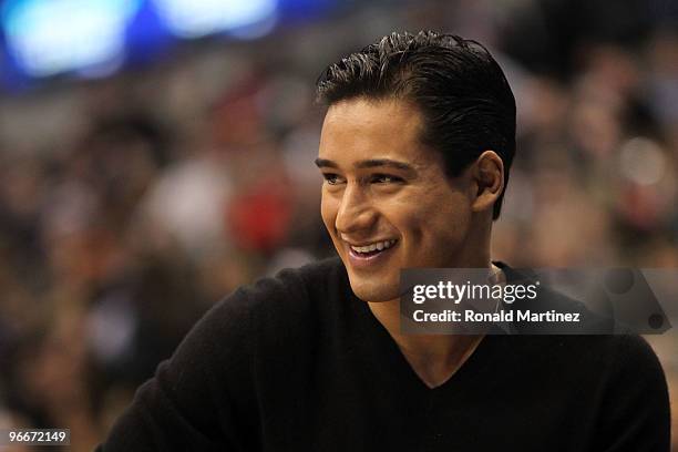 Actor Mario Lopez looks on during the Haier Shooting Stars Competition on All-Star Saturday Night, part of 2010 NBA All-Star Weekend at American...