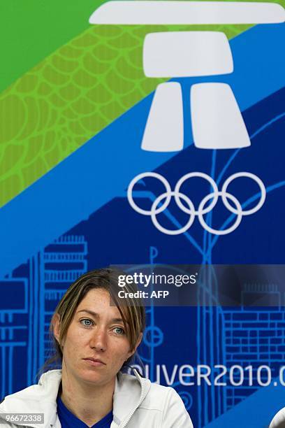 French snowboarder Deborah Anthonioz during the French Olympic Committee Snowboard press conference in the Vancouver Olympic Village in Vancouver,...