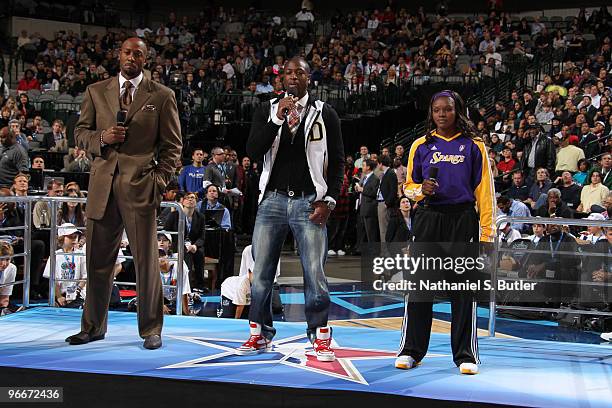 Legend Alonzo Mourning, Dwyane Wade of the Miami Heat and Marie Ferdinand-Harris of the Los Angeles Sparks deliver a message to fans concerning the...