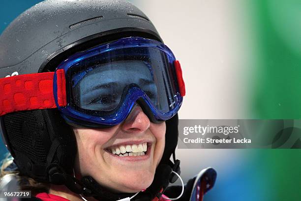 Heather Mcphie of United States competes in the women's freestyle skiing aerials qualification on day 2 of the Vancouver 2010 Winter Olympics at...