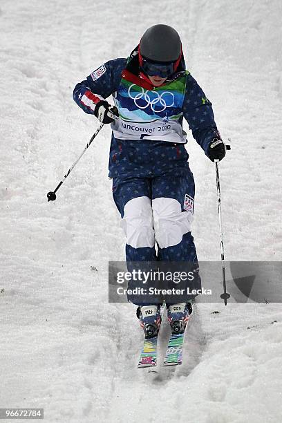 Heather Mcphie of United States competes in the women's freestyle skiing aerials qualification on day 2 of the Vancouver 2010 Winter Olympics at...