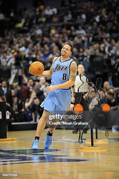 Deron Williams of the Utah Jazz dribbles during the Taco Bell Skills Challenge as part of All Star Saturday Night during 2010 NBA All Star Weekend on...