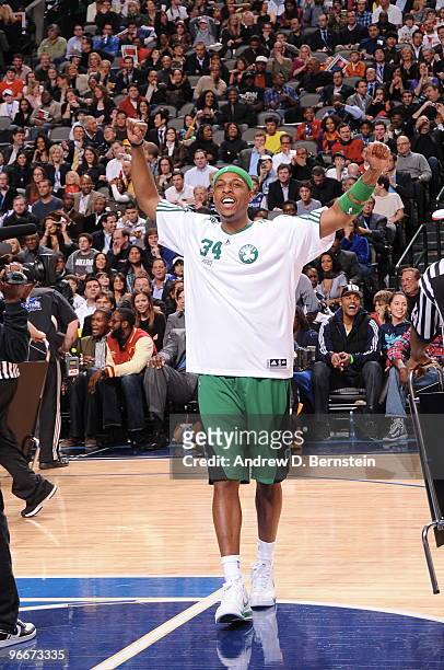 Paul Pierce of the Boston Celtics wins the 2010 Foot Locker Three-Point Contest on All-Star Saturday Night, part of 2010 NBA All-Star Weekend at...