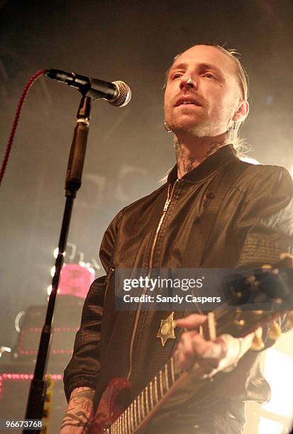 Nicke Borg of Backyard Babies perform on stage at Backstage on February 13, 2010 in Munich, Germany.