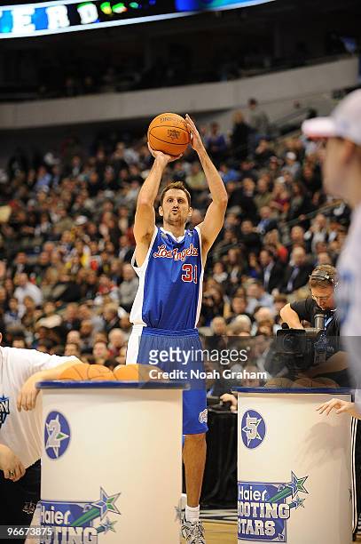 Brent Barry of Team LA shoots a jumpshot during the Haier Shooting Stars Competition as part of All Star Saturday Night during 2010 NBA All Star...