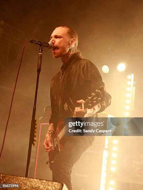 Nicke Borg of Backyard Babies perform on stage at Backstage on February 13, 2010 in Munich, Germany.