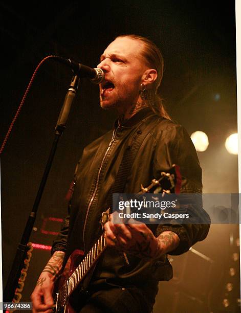 Nicke Borg of Backyard Babies perform on stage at Backstage on February 13, 2010 in Munich, Germany.