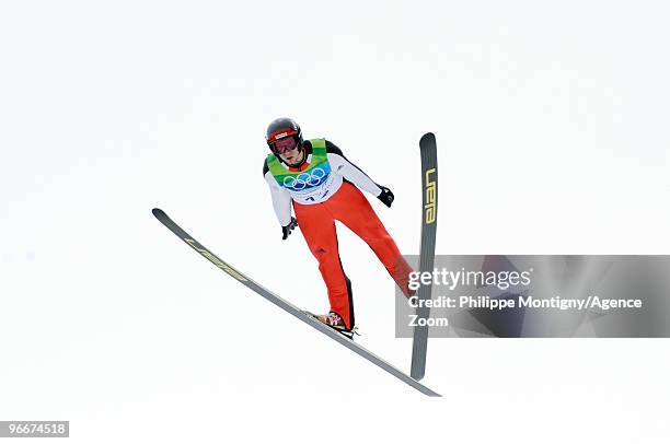 Robert Kranjec of Slovenia during the Ski Jumping Individual NH Qualifications on Day 2 of the 2010 Vancouver Winter Olympic Games on February 13,...