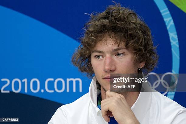 France's Tony Ramoin attends the French Olympic Committee Snowboard press conference at the Olympic Village in Vancouver on February 13, 2010 during...