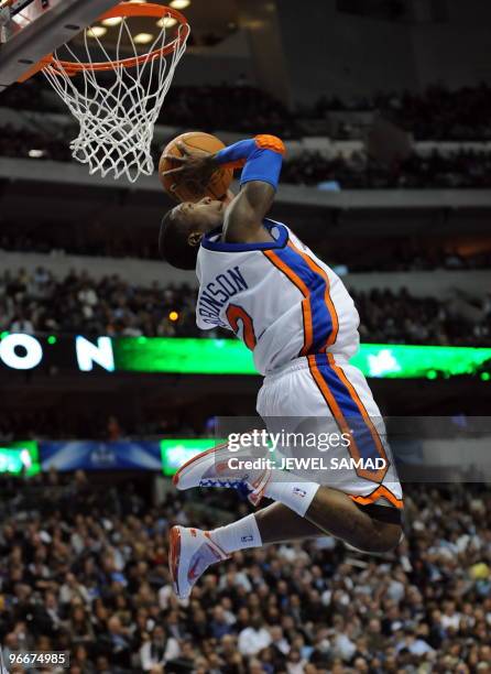 Nate Robinson of the New York Knicks attempts to dunk during the Sprite Slam Dunk Contest on All-Star Saturday Night, part of 2010 NBA All-Star...