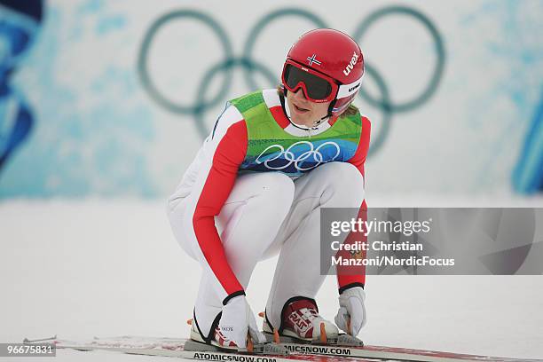 Tom Hilde of Norway looks on during the Ski Jumping Normal Hill Individual event on day 2 of the Olympic Winter Games Vancouver 2010 ski jumping on...