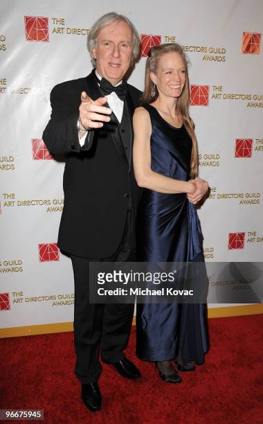 Director James Cameron and wife Suzy Amis attend the 14th Annual Art Directors Guild Awards at The Beverly Hilton Hotel on February 13, 2010 in...