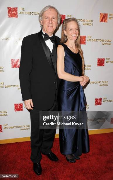 Director James Cameron and wife Suzy Amis attend the 14th Annual Art Directors Guild Awards at The Beverly Hilton Hotel on February 13, 2010 in...