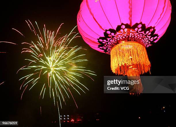 Fireworks explode to celebrate the Spring Festival on February 13, 2010 in Yichang, Hubei Province of China. Chinese people celebrate the lunar new...