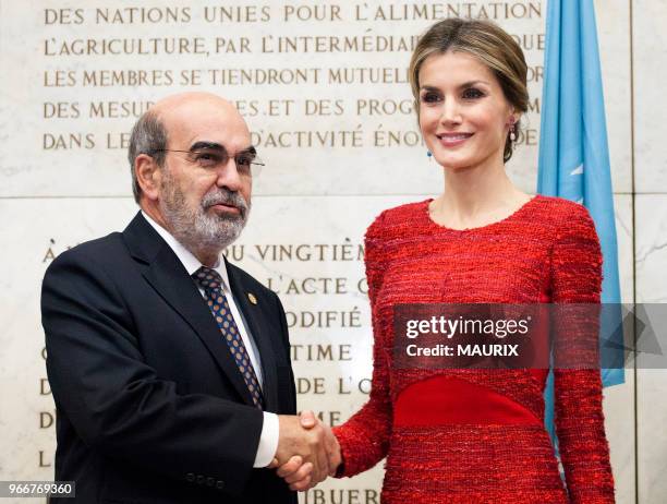 Le reine Letizia d'Espagne a rencontré le directeur général de la FAO Jose Graziano da Silva à l?occasion de la seconde conférence internationale sur...