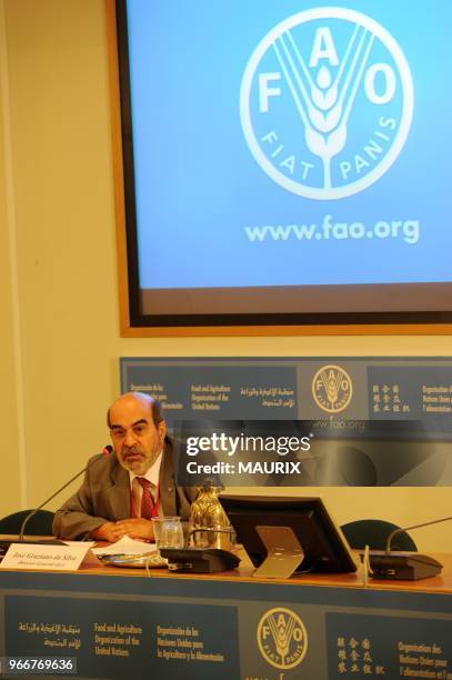 Jose Graziano da Silva elected new director-general of the United Nations Food and Agriculture Organization attends a press conference at the FAO...