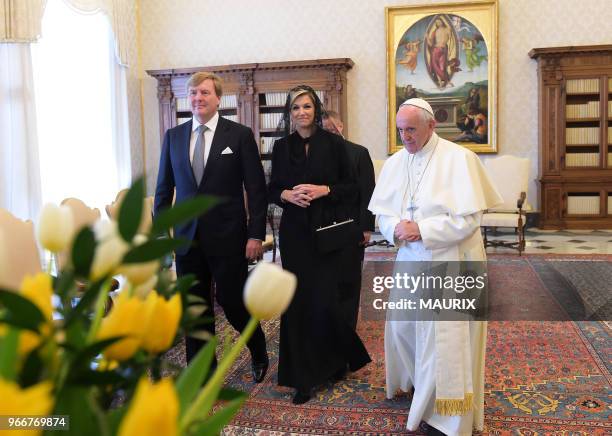 Le pape François a reçu au Vatican le roi Willem-Alexander et la reine Maxima des Pays-Bas le 22 juin 2017.