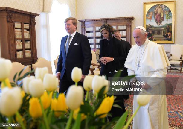 Le pape François a reçu au Vatican le roi Willem-Alexander et la reine Maxima des Pays-Bas le 22 juin 2017.