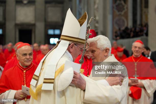 Pope Francis celebrated a consistory ceremony and consecrated 19 new members of the College of Cardinals as his predecessor Benedict XVI made a...
