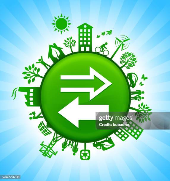 exchange environment green button background on blue sky - flex spending account stock illustrations