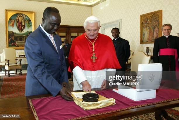 Pope Benedict XVI met Central African Republic President Francois Bozize during a private audience at the Vatican.