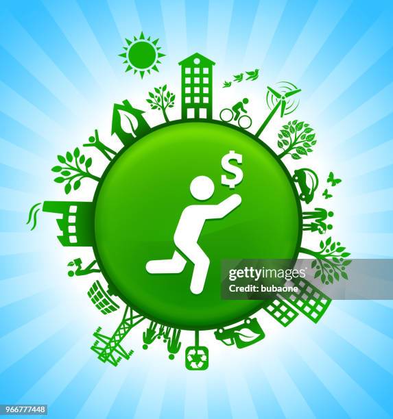 chasing money environment green button background on blue sky - chasing butterflies stock illustrations