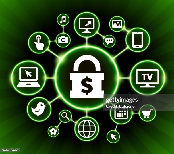 money lock internet communication technology dark buttons background - lock cogs stock illustrations