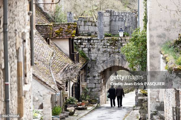 The picturesque main street of the small village of Rocamadour situated in the Dordogne into the Lot department, in the Parc Naturel R?gional des...