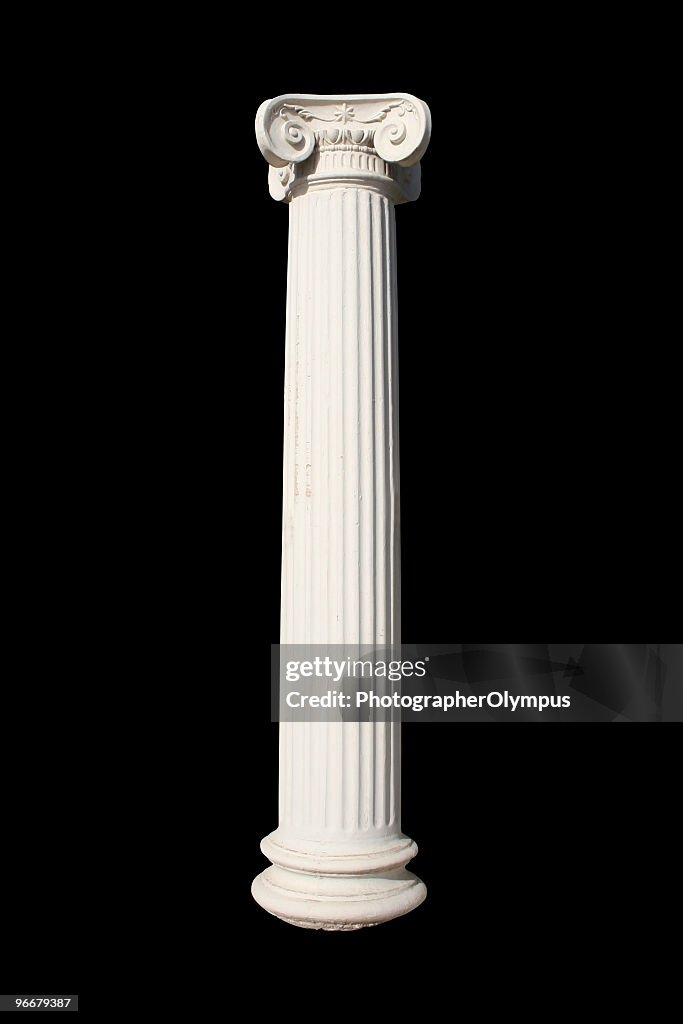 A picture of a white column against a black background