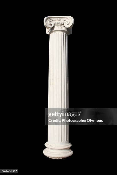 a picture of a white column against a black background - greece stock pictures, royalty-free photos & images