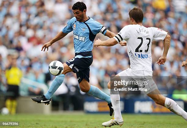 John Aloisi of Sydney controls the ball during the round 27 A-League match between Sydney FC and the Melbourne Victory at Sydney Football Stadium on...
