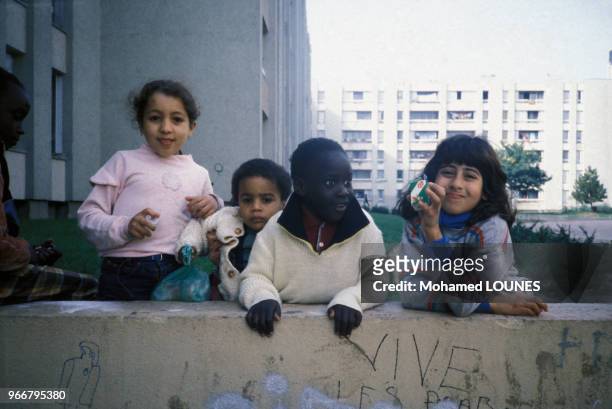 Enfants immigrés, le 14 octobre 1984, à Aulnay sous Bois, France.