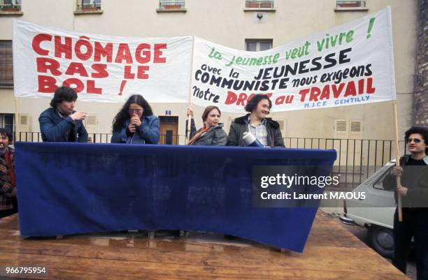 Manifestation des jeunes contre le chômage, le 13 octobre 1977 à Paris, France.