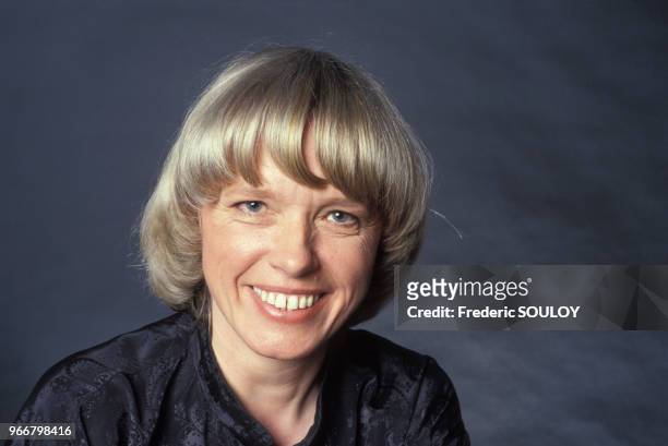Portrait de Françoise Legrand, chef d'orchestre, le 25 mai 1990 à Paris, France.