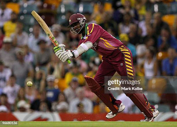 Denesh Ramdin of the West Indies pushes for a single during the Fourth One Day International match between Australia and the West Indies at The Gabba...