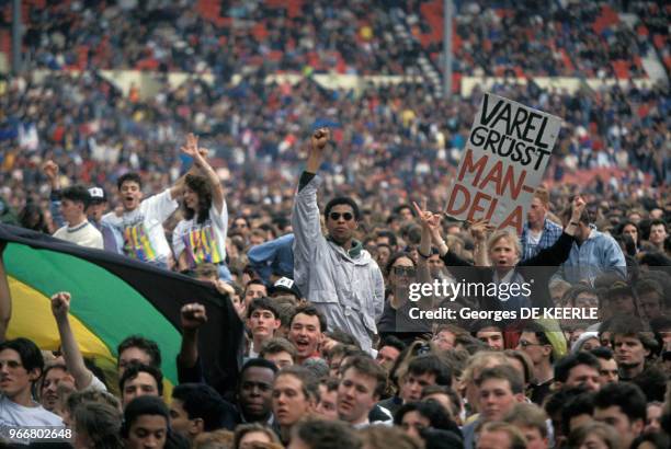 Concert pour la libération de Nelson Mandela le 16 avril 1990 à Londres, Royaume-Uni.