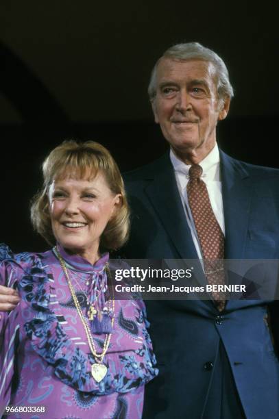 Acteur James Stewart et son épouse au 38ème Festival de Cannes le 19 mai 1985, France.