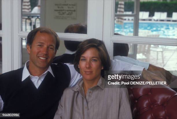 Le producteur et réalisateur Frank Marshall et la productrice Kathleen Kennedy au Festival du cinéma américain de Deauville le 15 septembre 1985,...