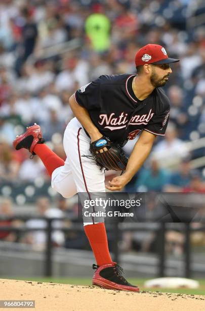 Gio Gonzalez of the Washington Nationals pitches against the New York Yankees at Nationals Park on May 15, 2018 in Washington, DC.