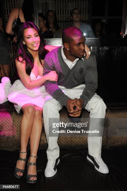 Kim Kardashian and Reggie Bush attend The Queen of Hearts Ball at Lavo on February 13, 2010 in Las Vegas, Nevada.
