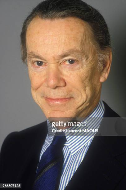 Portrait d'Albin Chalandon, ministre de la Justice du gouvernement Chirac, le 25 mars 1986 à Paris, France.