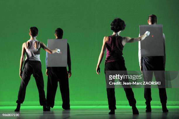 View of the repetition of Moving Target, a dance piece choreographed by Frederic Flamand and interpreted by 16 dancers of The National Ballet Of...